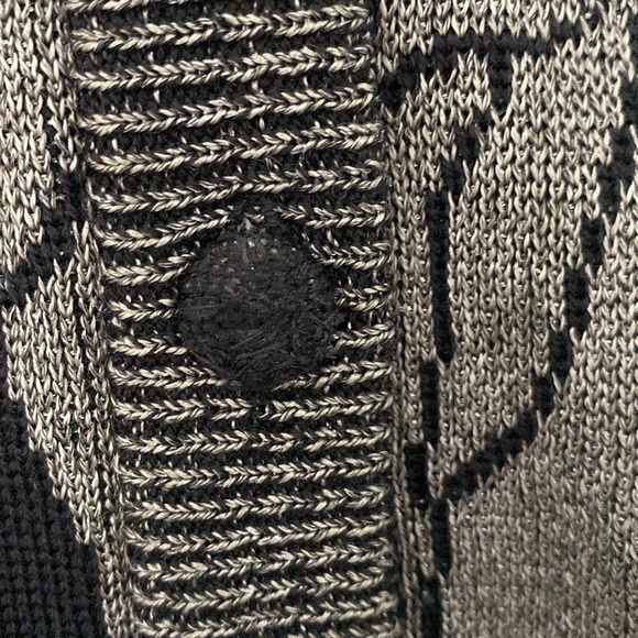 Grey and Black Cardigan Sweater with an Artistic Abstract Design - Picture 7 of 8